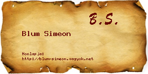 Blum Simeon névjegykártya